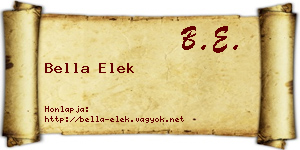 Bella Elek névjegykártya